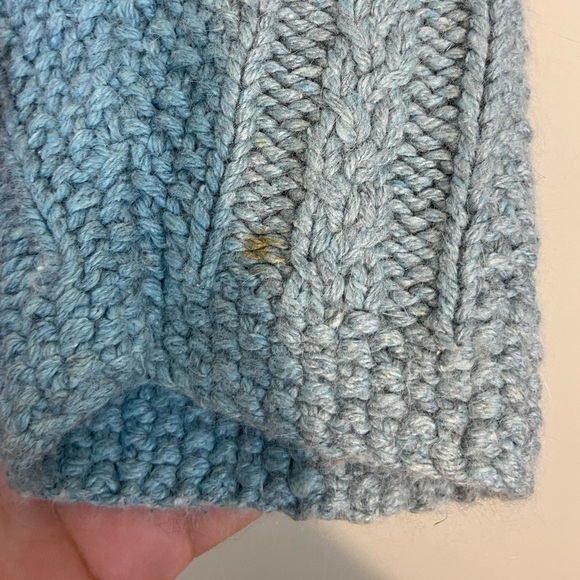 Icelandic Design Blue Cable Knit Angora & Silk Blend Full Zip Cardigan Sweater - Picture 7 of 7